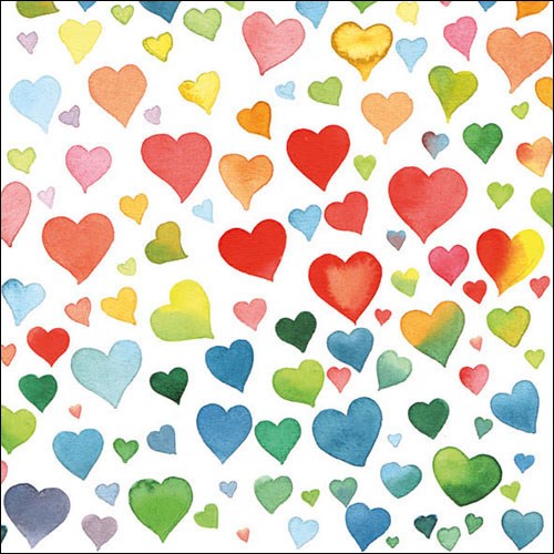Lunch servet per stuk - Colourful Hearts Mix Lunch servet per stuk - Colourful Hearts Mix