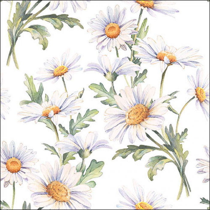 Ambiente Lunch servetten - Beautiful daisies white