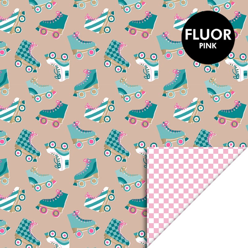 2 Kleine rollen Cadeaupapier 30x200 cm - Roller Skates Nude