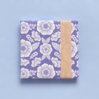 Cadeaupapier 30x200 cm - Flowers Violet - Nude - 2 stuks
