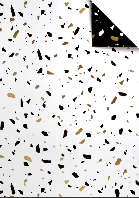 Cadeaupapier 30x200 cm - Terrazzo Goud - 2 stuks