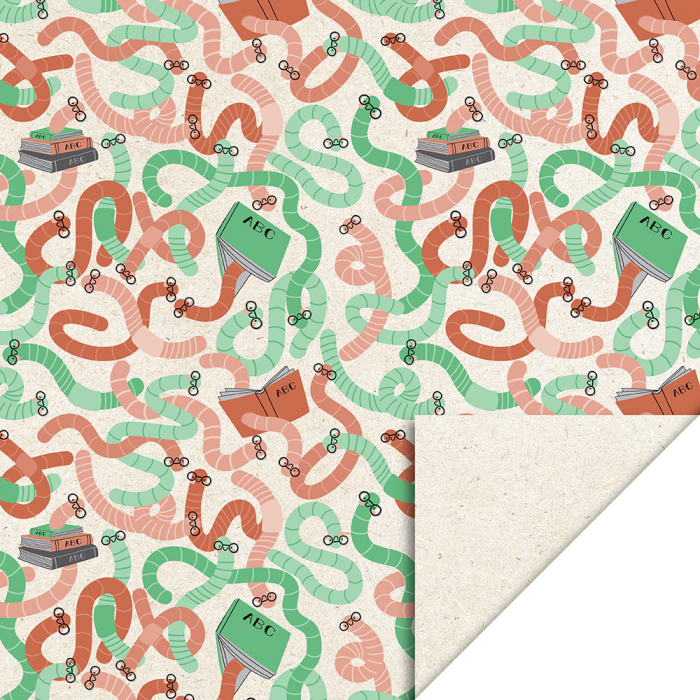 Cadeaupapier 30x200 cm - Bookworm - 2 stuks