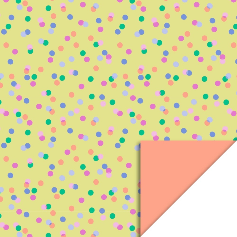Cadeaupapier 70x300 cm - Party Confetti Yellow - Salmon