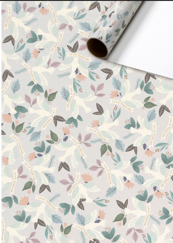 Cadeaupapier 70x200 cm - Duva - Duiven Cadeaupapier 70x200 cm - Duva - Duiven