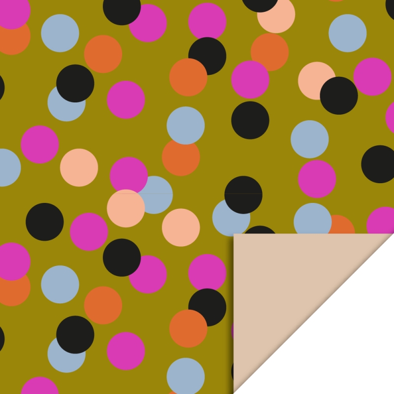 Cadeaupapier 70x300 cm - Big Confetti Olive Nude Cadeaupapier 70x300 cm - Big Confetti Olive Nude