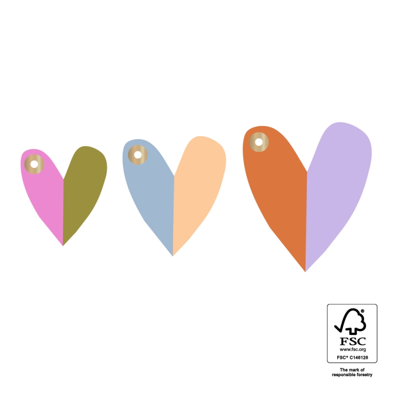 Cadeaulabel Multi Sizes - Hearts Duo Bright Cadeaulabel Multi Sizes - Hearts Duo Bright