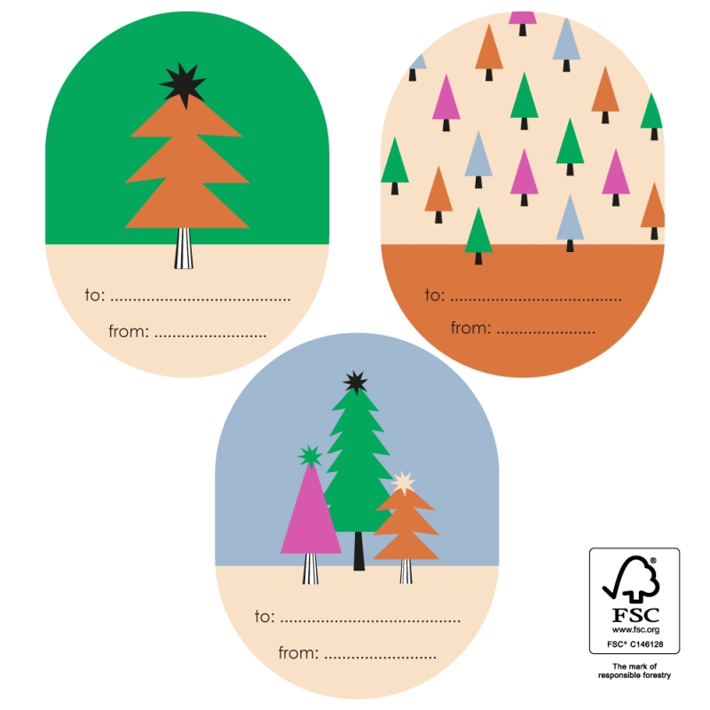 Cadeaustickers - Multi - Graphic Tree - Kerst Cadeaustickers - Multi - Graphic Tree - Kerst