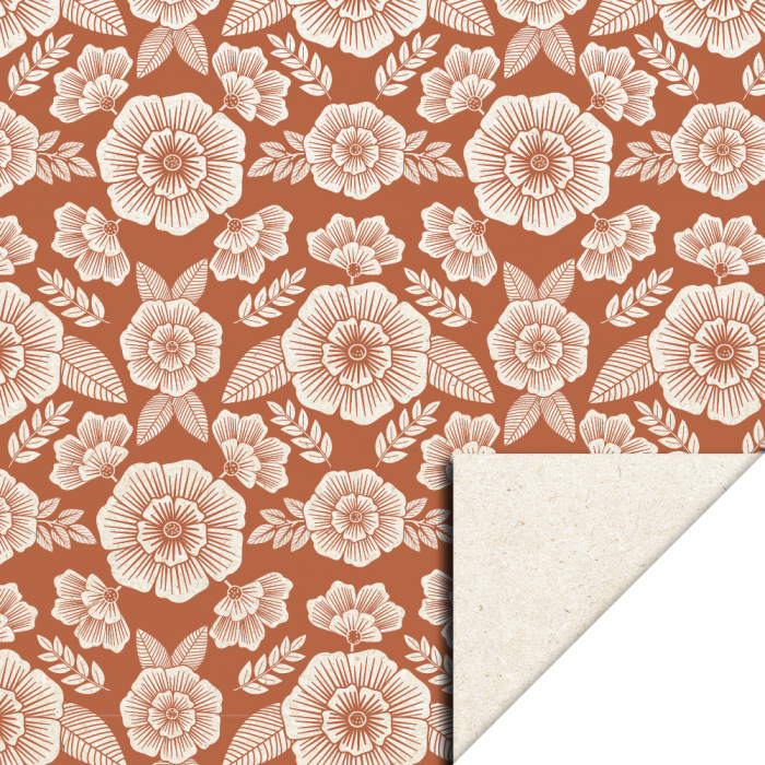 Cadeaupapier 30x200 cm - Flowers Cognac - 2 stuks Cadeaupapier 30x200 cm - Flowers Cognac - 2 stuks