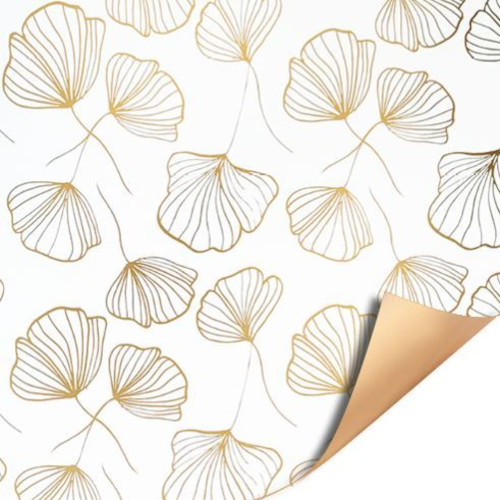 Cadeaupapier 30x200 cm - Celebrate Nature - Wit-Goud - 2 stuks Cadeaupapier 30x200 cm - Celebrate Nature - Wit-Goud - 2 stuks