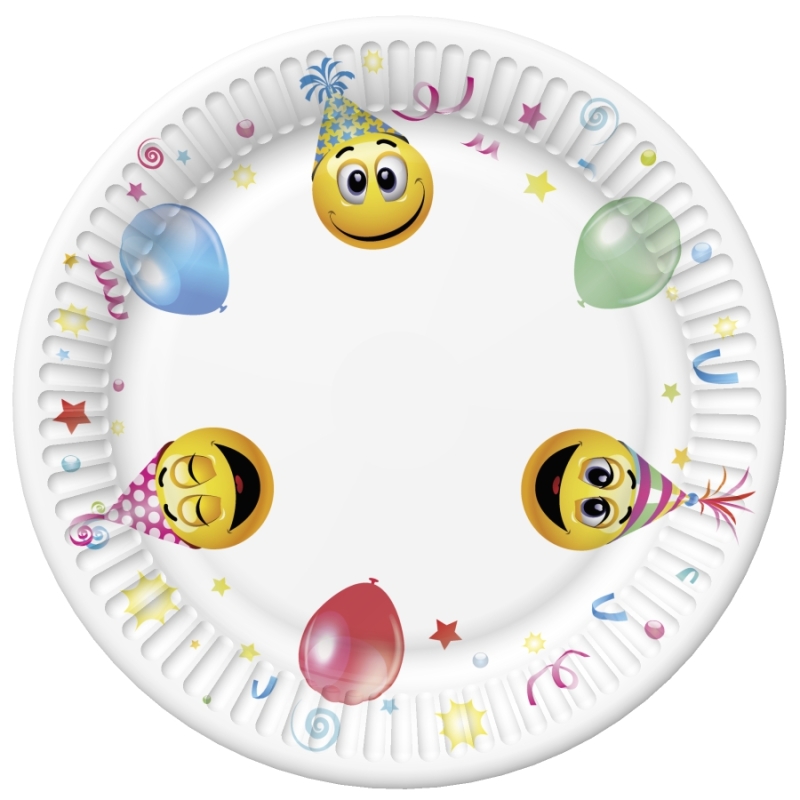 Daisy Papieren bordjes 18 cm - Smile icons and balloons Daisy Papieren bordjes 18 cm - Smile icons and balloons
