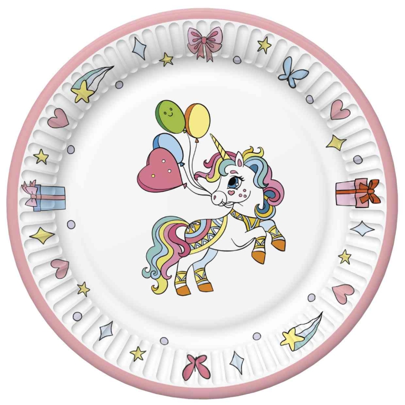 Daisy Papieren bordjes 18 cm - Colourful Unicorns Daisy Papieren bordjes 18 cm - Colourful Unicorns