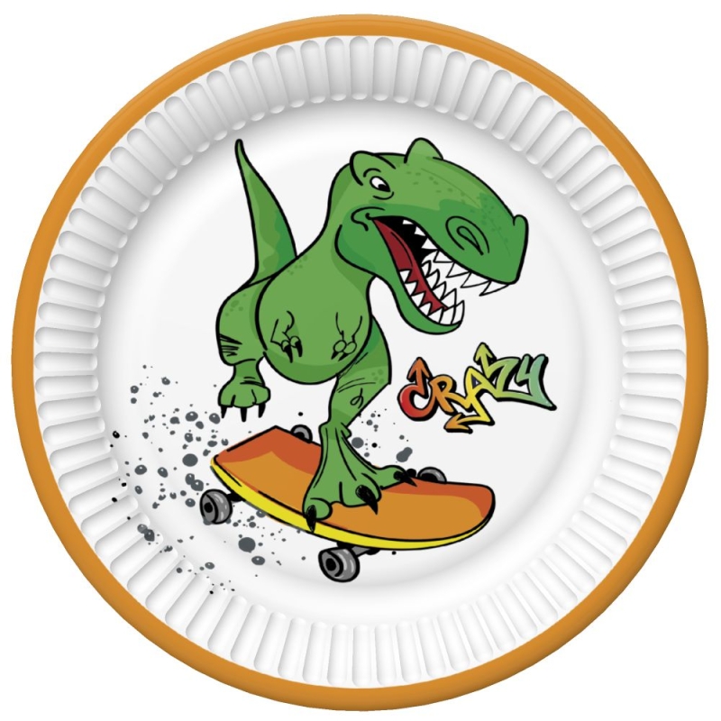 Daisy Papieren bordjes 18 cm - Crazy Dino Daisy Papieren bordjes 18 cm - Crazy Dino
