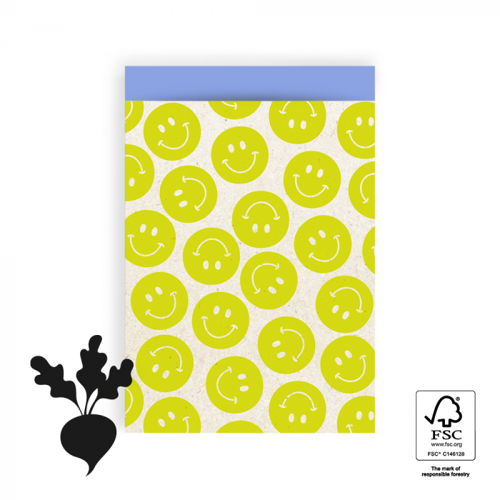 Cadeauzakjes 17x25 cm - Smiley Lemon Geel - Blauw Cadeauzakjes 17x25 cm - Smiley Lemon Geel - Blauw