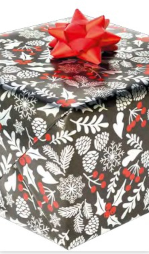 Cadeaupapier 70x200 cm - Kerst - Zwart - Wit Cadeaupapier 70x200 cm - Kerst - Zwart - Wit