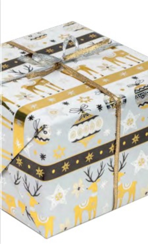 Cadeaupapier 70x200 cm - Kerst - Zilver - Goud - Zwart Cadeaupapier 70x200 cm - Kerst - Zilver - Goud - Zwart