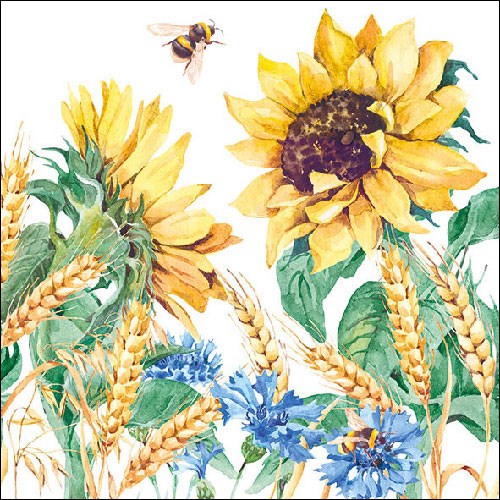 Lunch Servetten - Sunflower And Wheat White