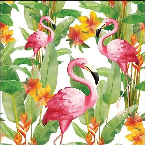 Lunch Servetten - Flamingo's White