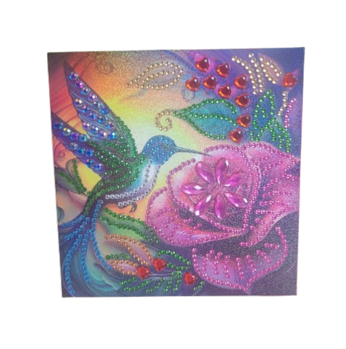Wenskaart - Kolibrie en roos met blad - DP03