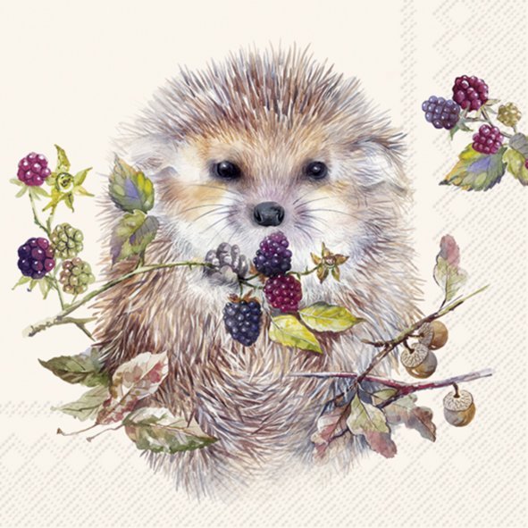 Lunch servet per stuk - Forest hedgehog cream Lunch servet per stuk - Forest hedgehog cream