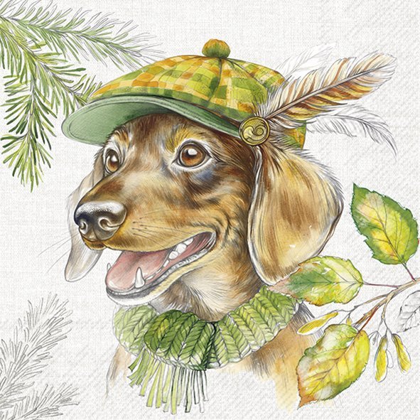Lunch servet per stuk - Dachshund light grey Lunch servet per stuk - Dachshund light grey