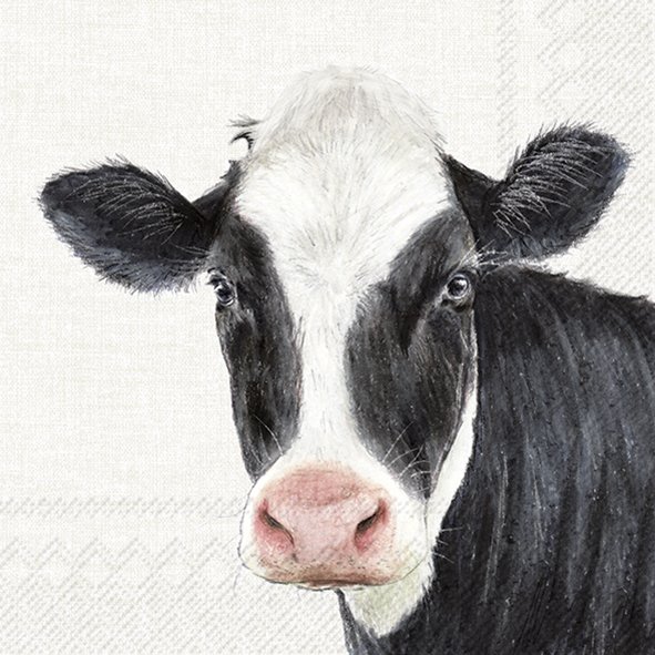 Lunch servet per stuk - Farm cow cream