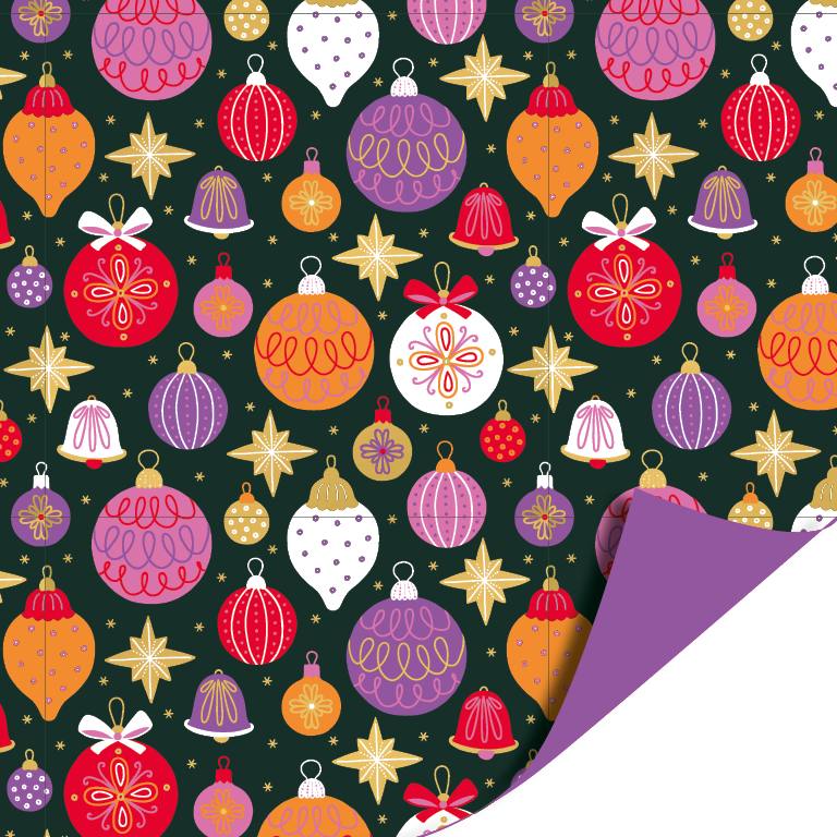 Cadeaupapier 70x200 cm - Colorful Christmas - Christmas ornaments Cadeaupapier 70x200 cm - Colorful Christmas - Christmas ornaments