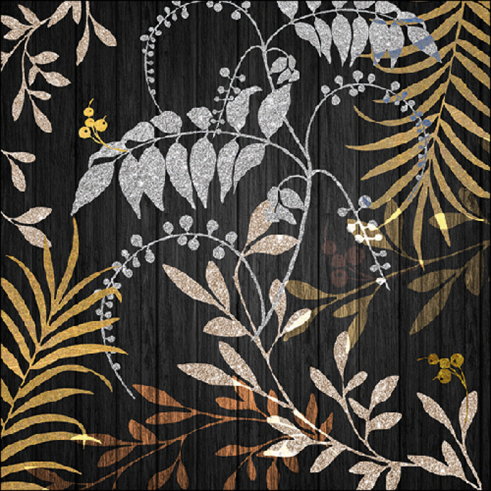 Lunch servet per stuk - Luxury Leaves Black Lunch servet per stuk - Luxury Leaves Black