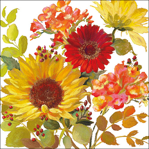 Lunch Servet per stuk - Sunny Flowers Cream