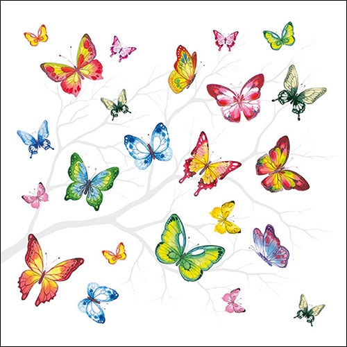 Lunch Servet per stuk - Colourful Butterflies