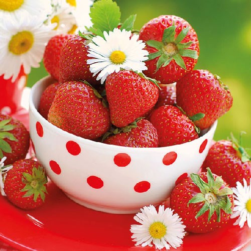 Lunch Servet per stuk - Strawberries In Bowl