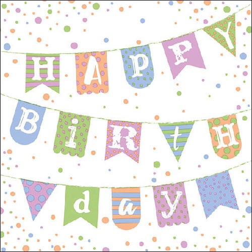 Lunch Servet per stuk - Birthday Garland Blue
