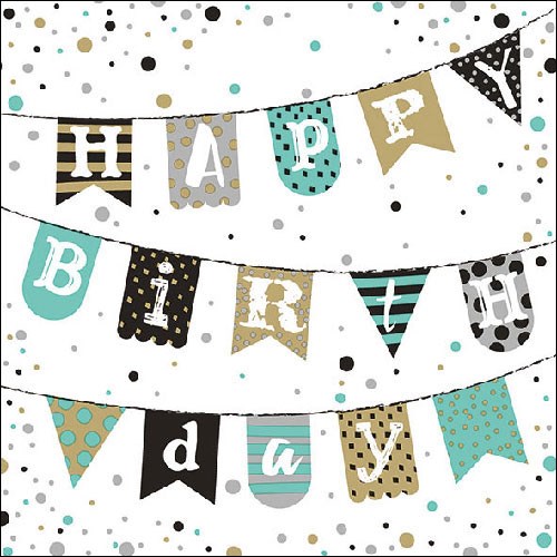 Lunch Servet per stuk - Birthday Garland Green