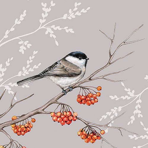 Lunch Servet per stuk - Bird On Branch Grey Lunch Servet per stuk - Bird On Branch Grey