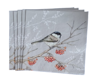 Lunch Servet per stuk - Bird On Branch Grey