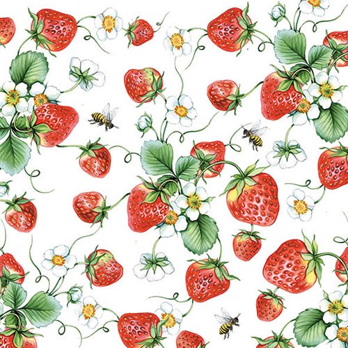 Lunch Servet per stuk - Strawberries All Over Lunch Servet per stuk - Strawberries All Over