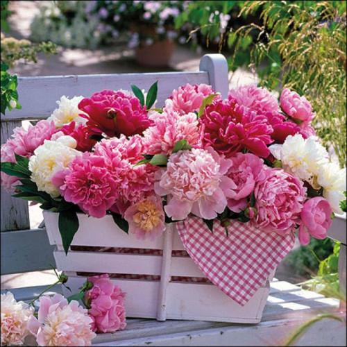 Lunch Servet per stuk - Peonies In Basket Lunch Servet per stuk - Peonies In Basket