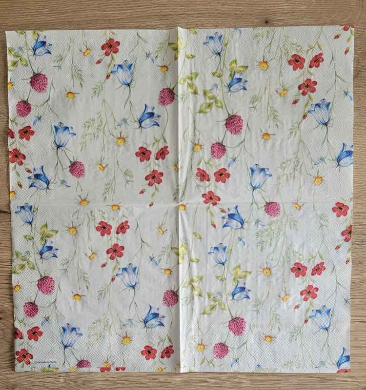 Lunch Servet per stuk Mixed Wild Flowers White - Ambiente - 33x33 cm