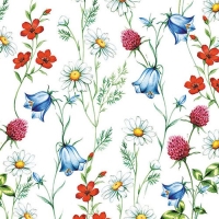 Lunch Servet per stuk Mixed Wild Flowers White - Ambiente - 33x33 cm