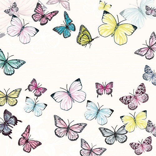 Lunch Servet per stuk - Butterfly White