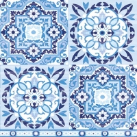 Lunch Servet per stuk Tiles Blue - Ambiente - 33x33 cm