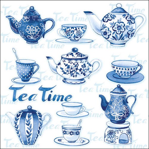 Lunch Servet per stuk - Tea Moments Blue