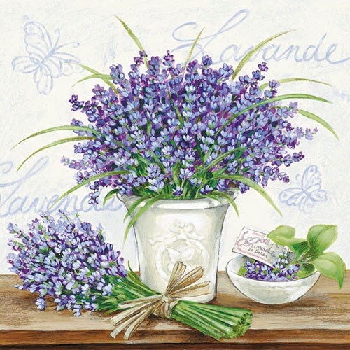 Lunch Servet per stuk - Lavender Scene Cream