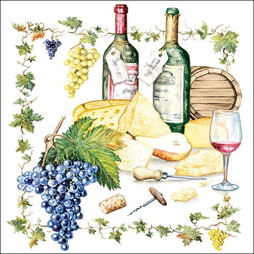 Lunch Servet per stuk - Wine and cheese