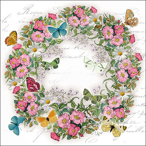 Lunch Servet per stuk - Wreath of Flowers