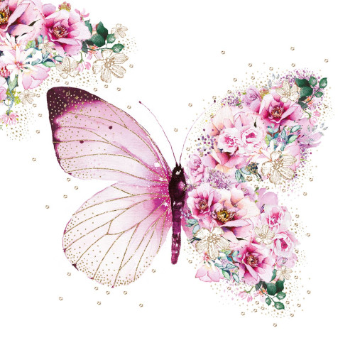 Lunch Servet per stuk - Butterfly Flowers