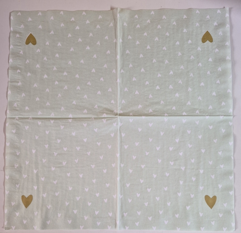 Lunch servet per stuk - Little Hearts Pastel Green