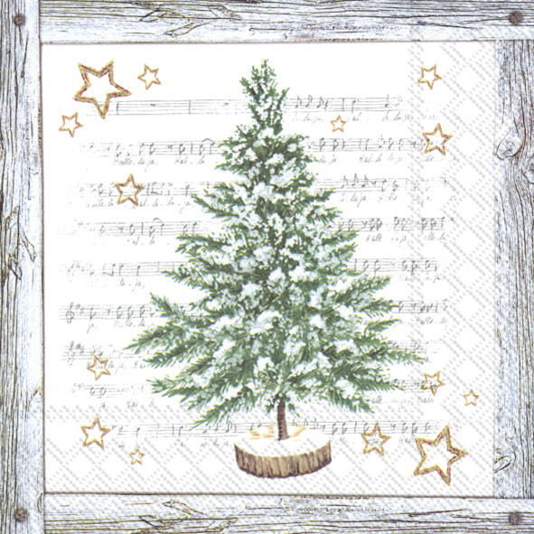Lunch servet per stuk - White xmas tree - Grey