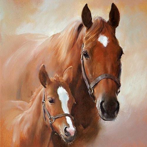 Lunch servet per stuk - Horse With Foal