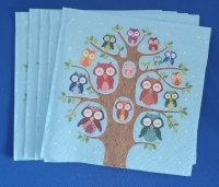 Cocktail servet per stuk - Owl family tree blue