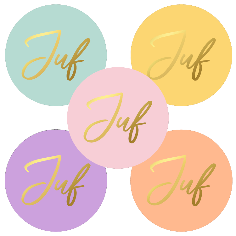 Stickers - Juf - 5 kleuren - 25 stickers Stickers - Juf - 5 kleuren - 25 stickers